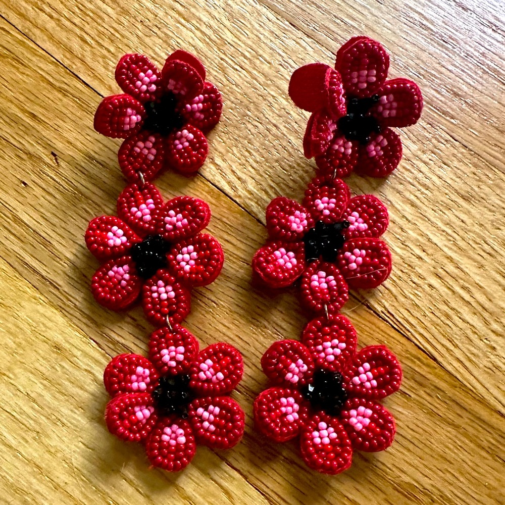 Anthropologie flower beaded earrings